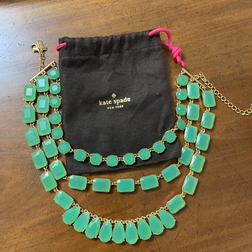 kate spade Gold-Tone Necklace with Mint Green Stones